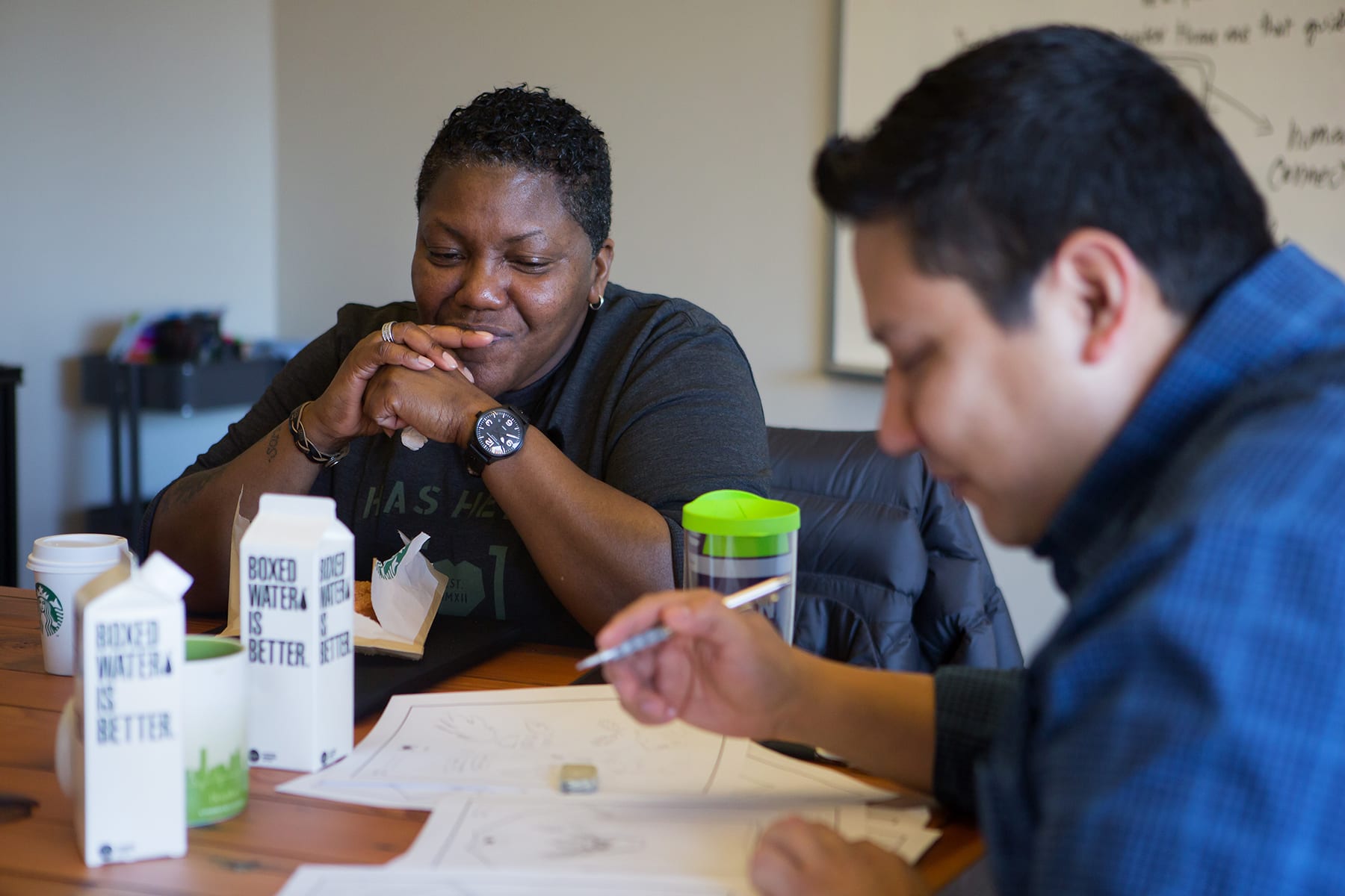 Portrait shoot of Victor and Monique for Touch Worldwide and Has Heart at Touch's office in Pioneer Square in Seattle, Friday, Jan 27, 2017.